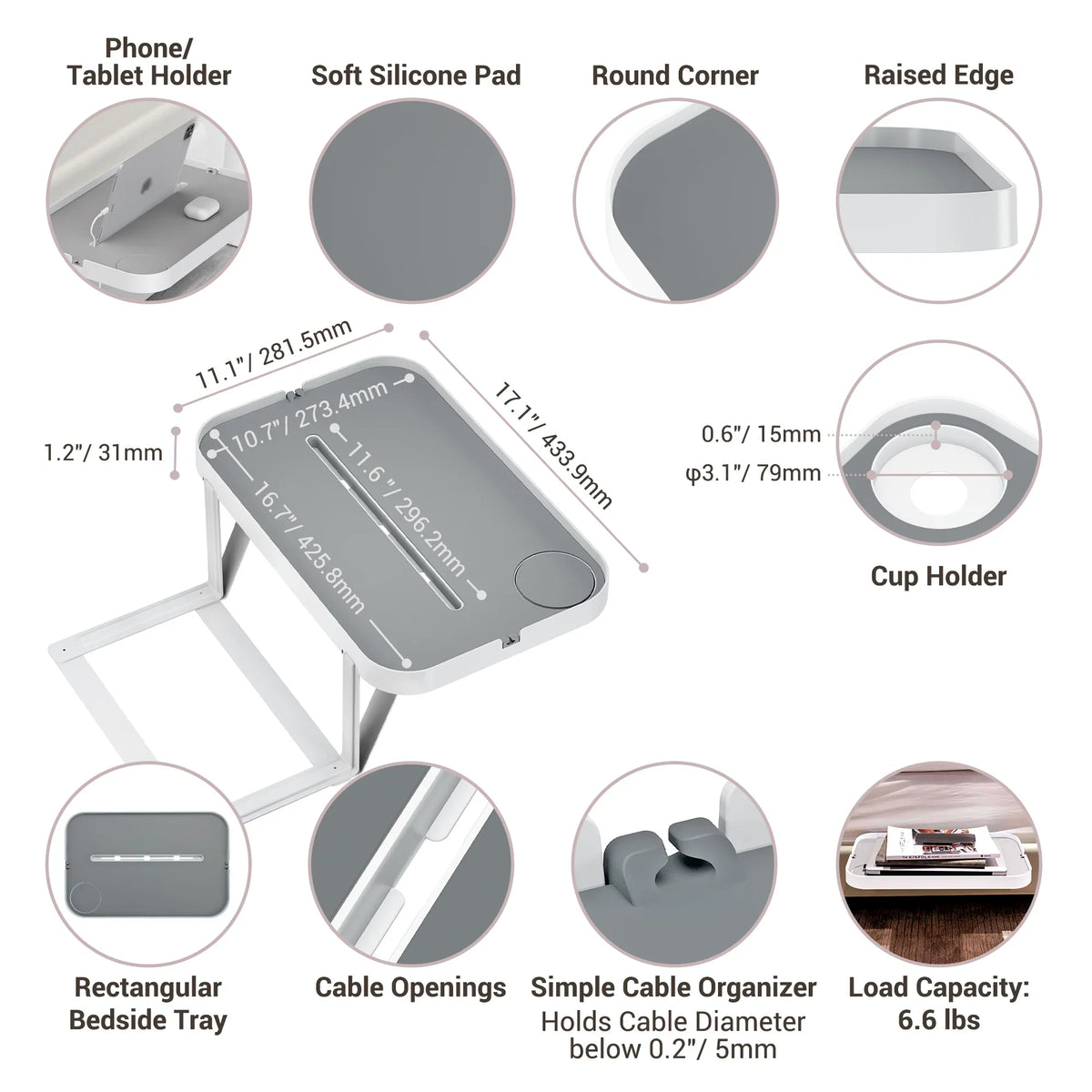 Bedside Shelf Storage Tray