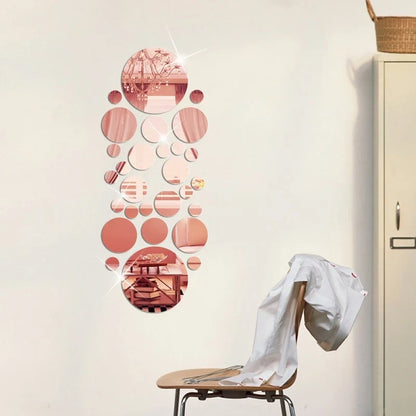 26pcs Round Acrylic Mirror Stickers