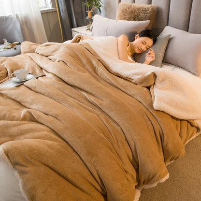 Double-Sided Wool Throw Blanket