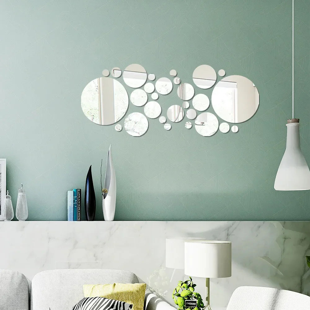 26pcs Round Acrylic Mirror Stickers