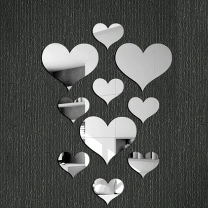 10-Piece Acrylic Love Heart Wall Stickers