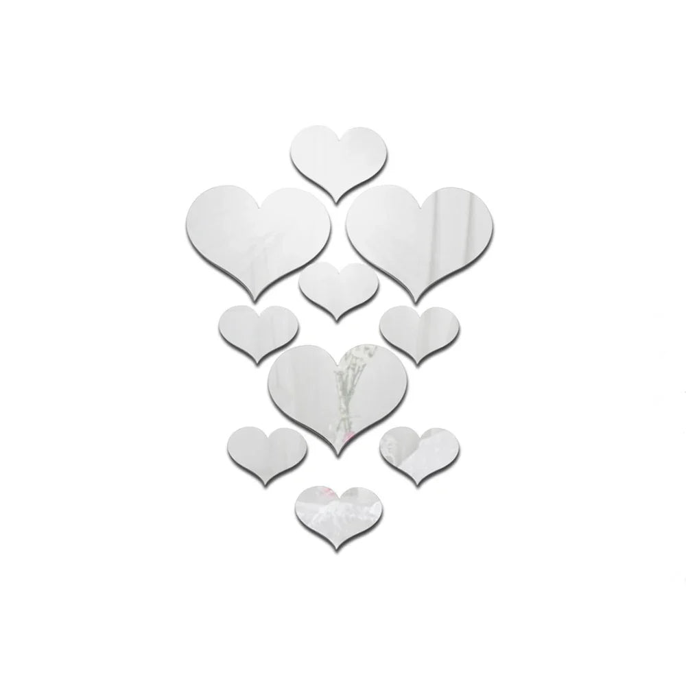 10-Piece Acrylic Love Heart Wall Stickers