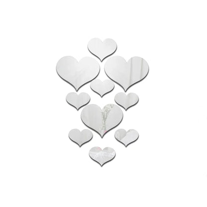 10-Piece Acrylic Love Heart Wall Stickers