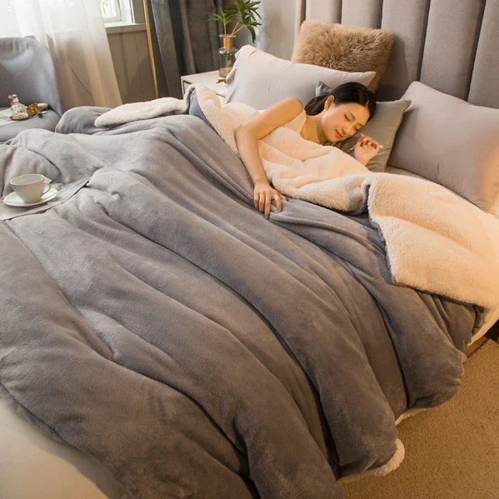 Double-Sided Wool Throw Blanket