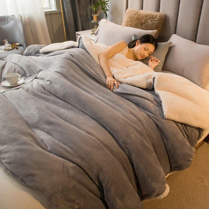 Double-Sided Wool Throw Blanket