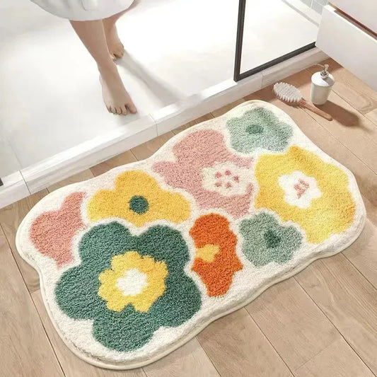Fresh Floral Imitation Cashmere Rug