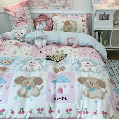 Kawaii Pastel Blue & Pink Bedding Set