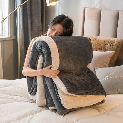 Double-Sided Wool Throw Blanket