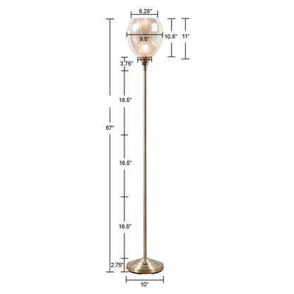 Antique Brass Uplight Floor Lamp with Mercury Glass Shade