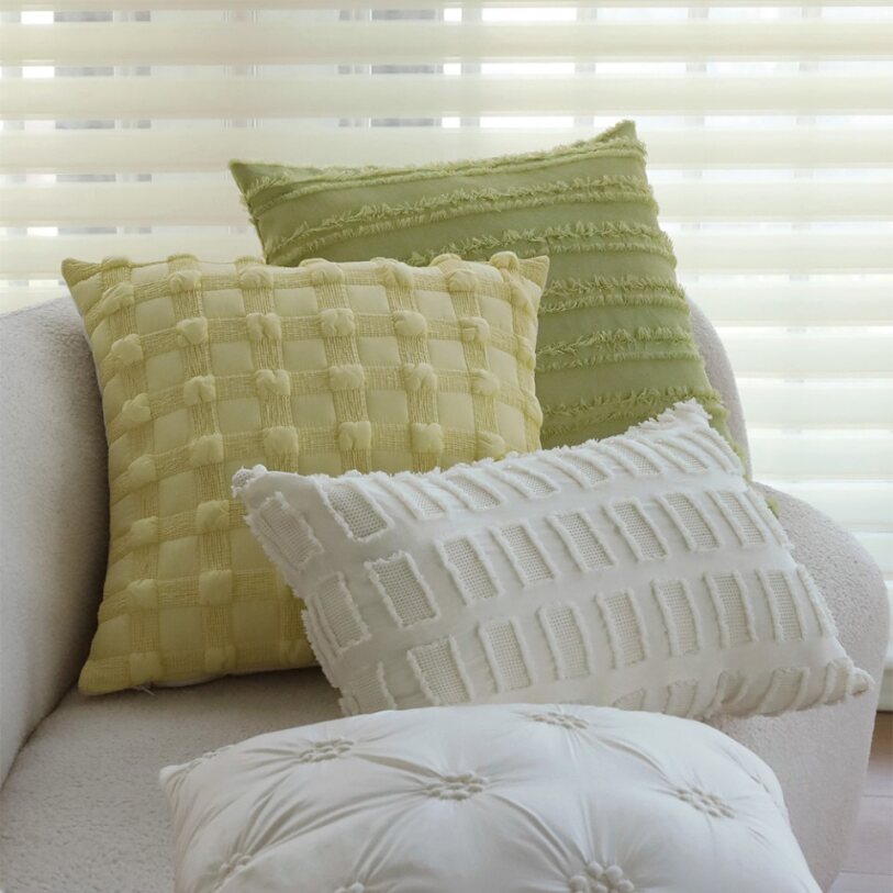Sage Green & Ivory Plush Throw Pillow Set