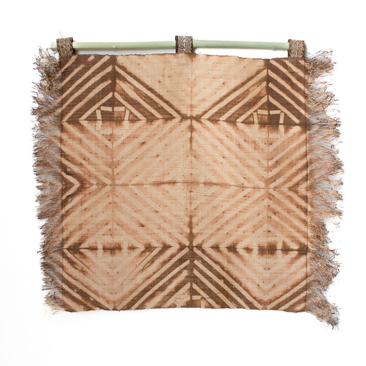 Shibori Diamond Pattern Brown Boho Wall Hanging