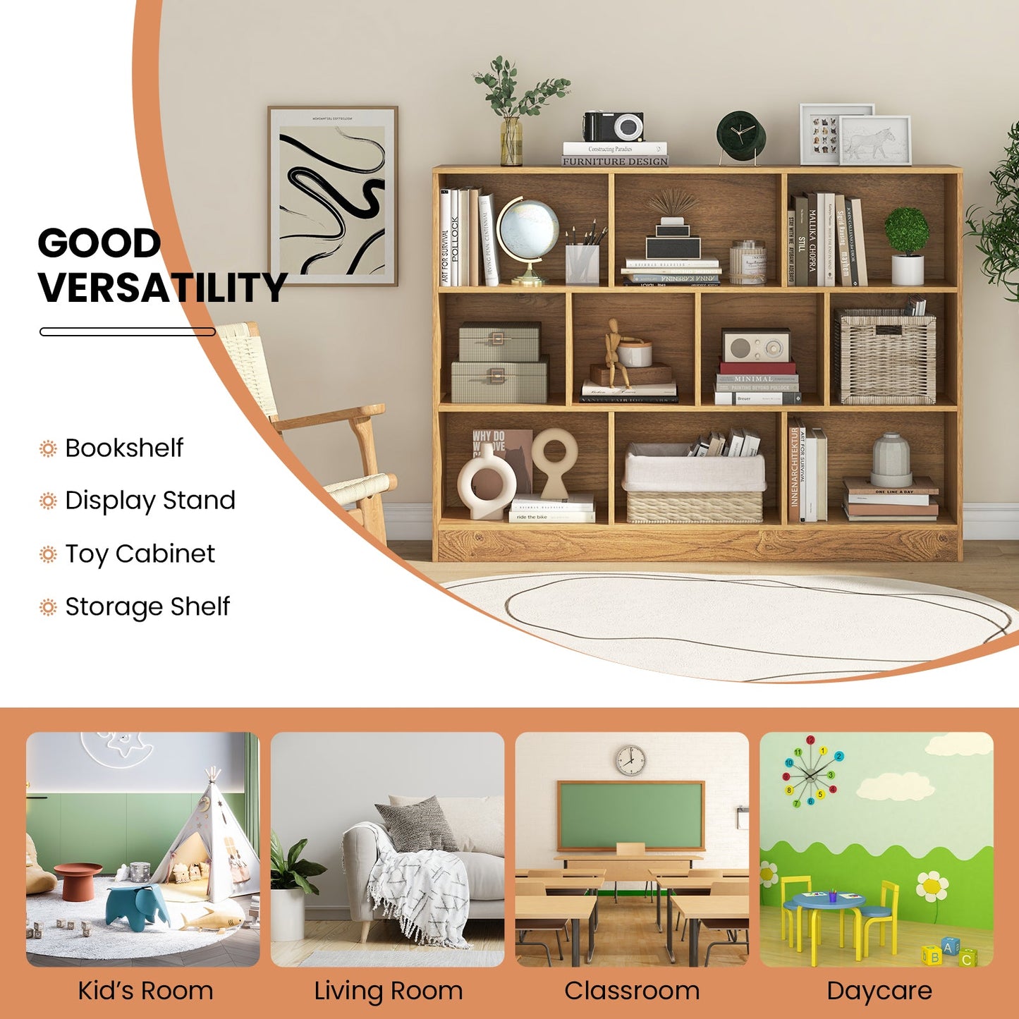 41-Inch Wooden Toy Storage Organizer