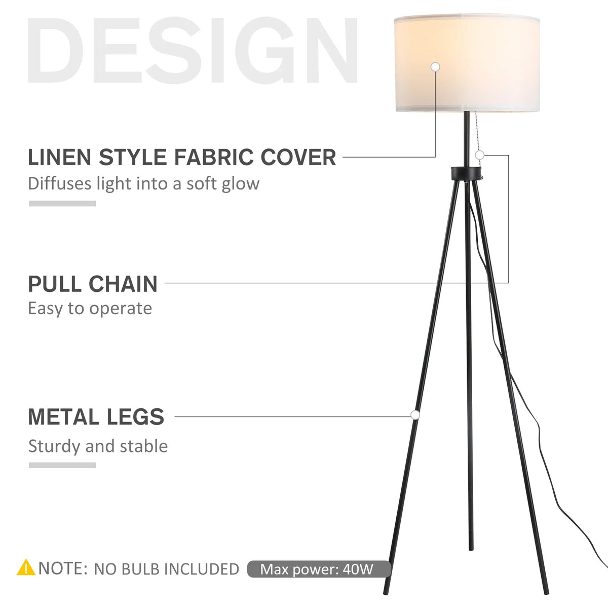 Tripod Floor Lamp with Fabric Shade