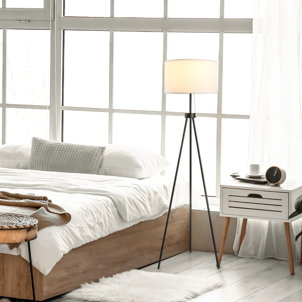 Tripod Floor Lamp with Fabric Shade