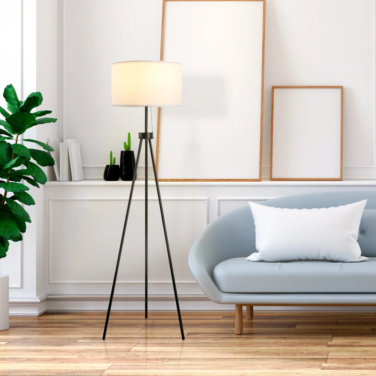 Tripod Floor Lamp with Fabric Shade