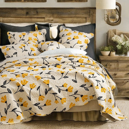 DaDa Yellow Fleur Floral Quilt Set
