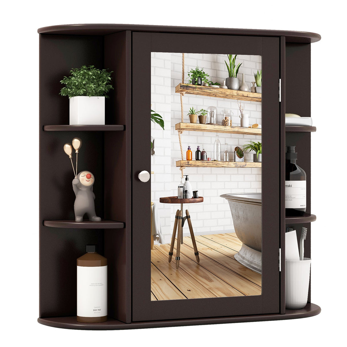 Bathroom Mirror Cabinet with Storage Shelves