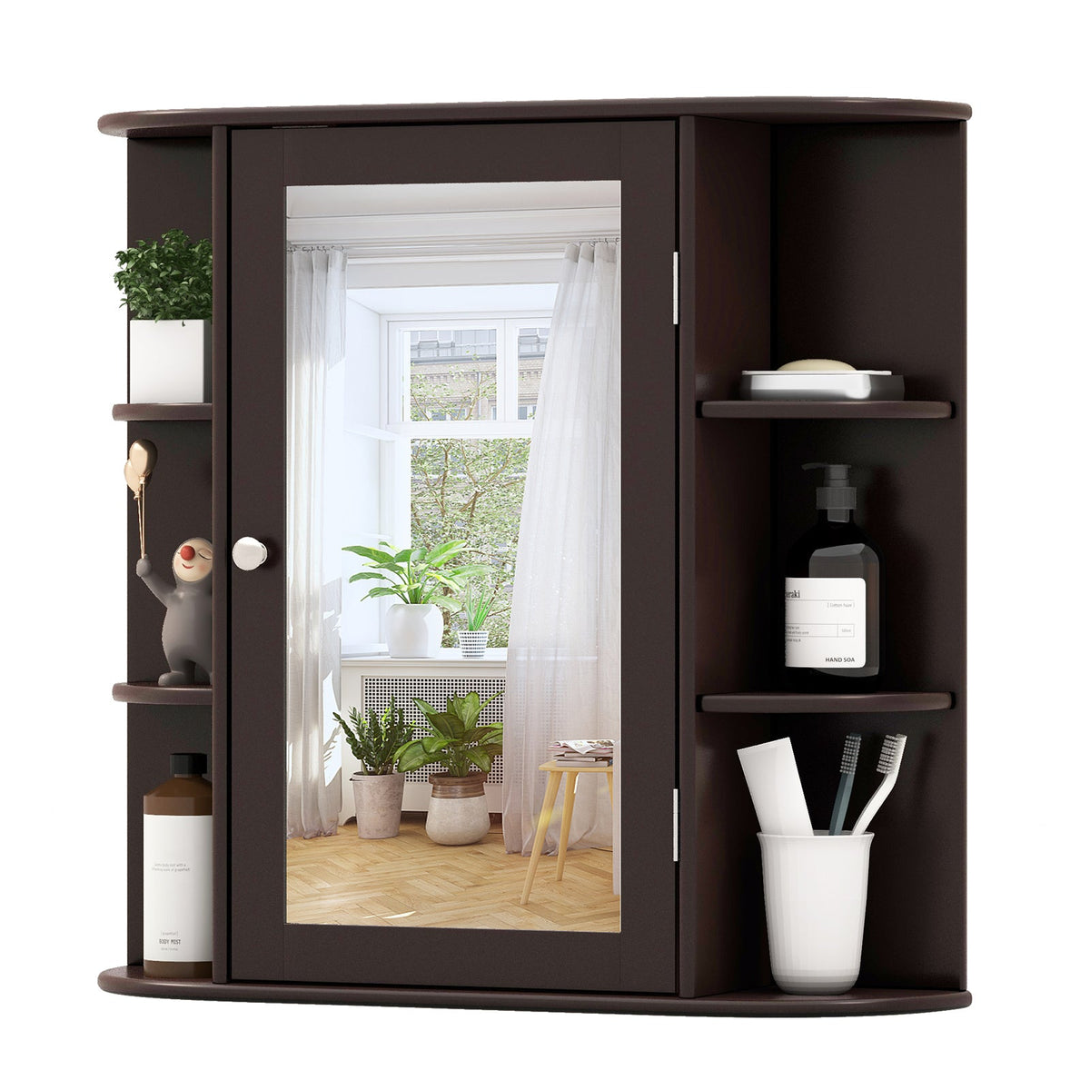 Bathroom Mirror Cabinet with Storage Shelves