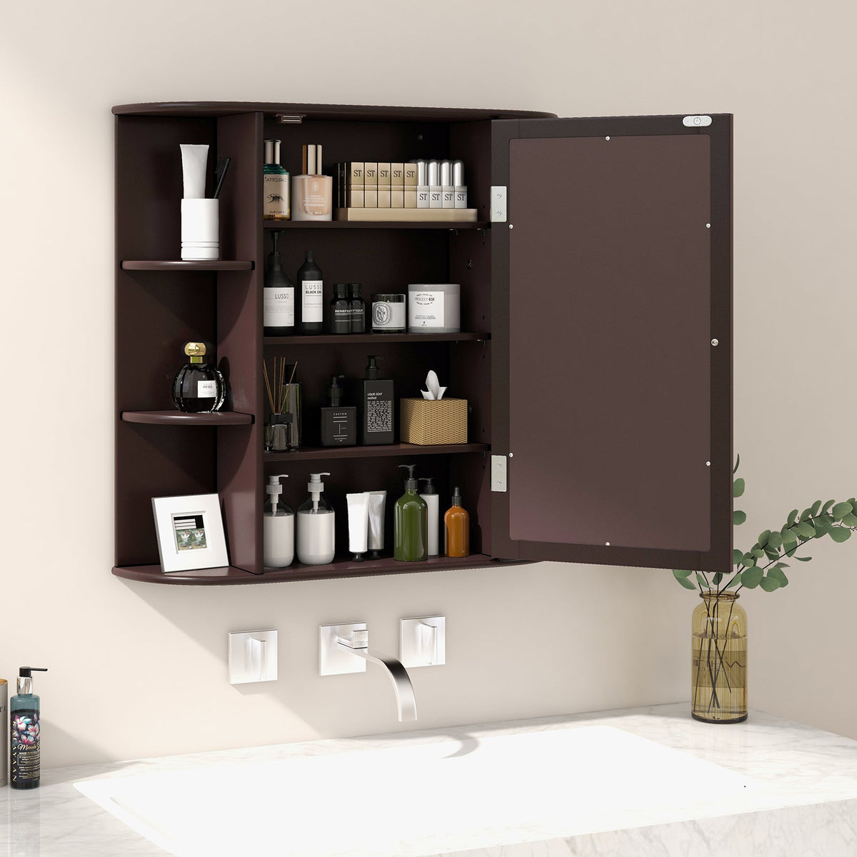 Bathroom Mirror Cabinet with Storage Shelves