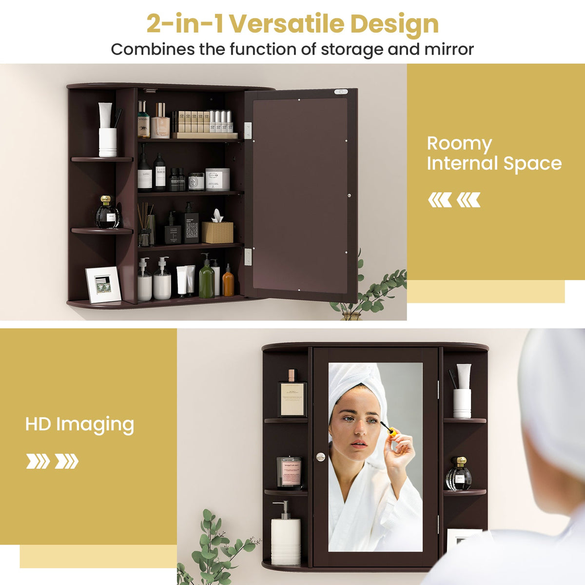 Bathroom Mirror Cabinet with Storage Shelves