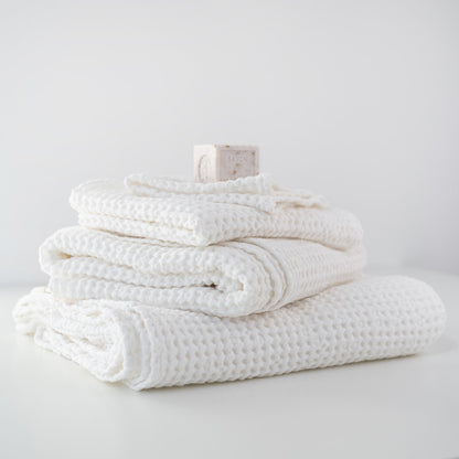Linen Tales White Linen Cotton Waffle Towel
