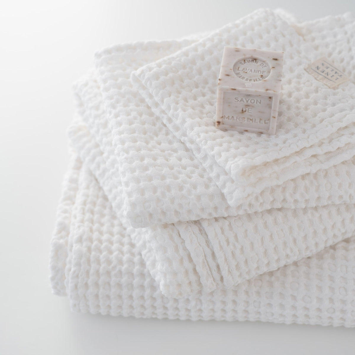 Linen Tales White Linen Cotton Waffle Towel