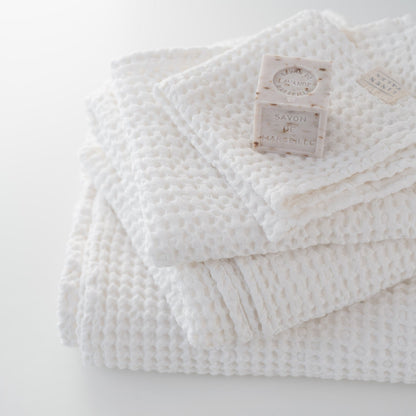 Linen Tales White Linen Cotton Waffle Towel