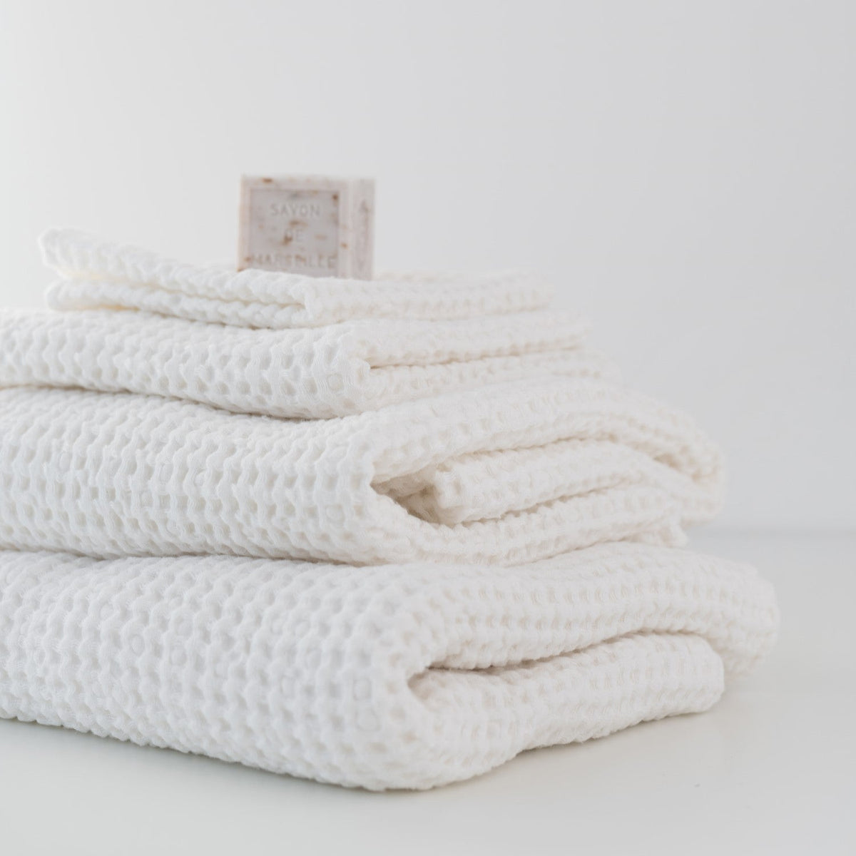 Linen Tales White Linen Cotton Waffle Towel