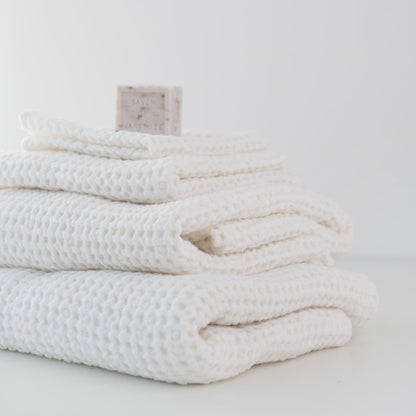 Linen Tales White Linen Cotton Waffle Towel