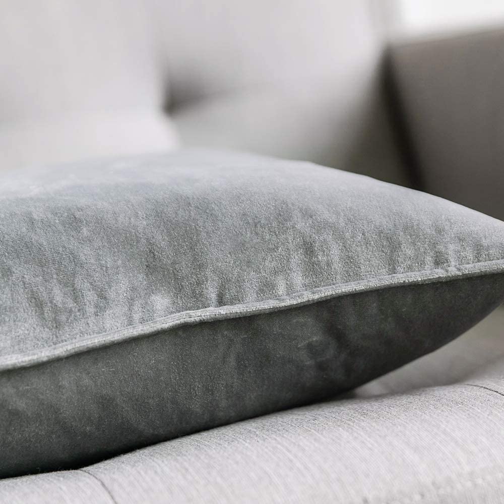 Fancy & Stacy Dark Grey Velvet Throw Pillow