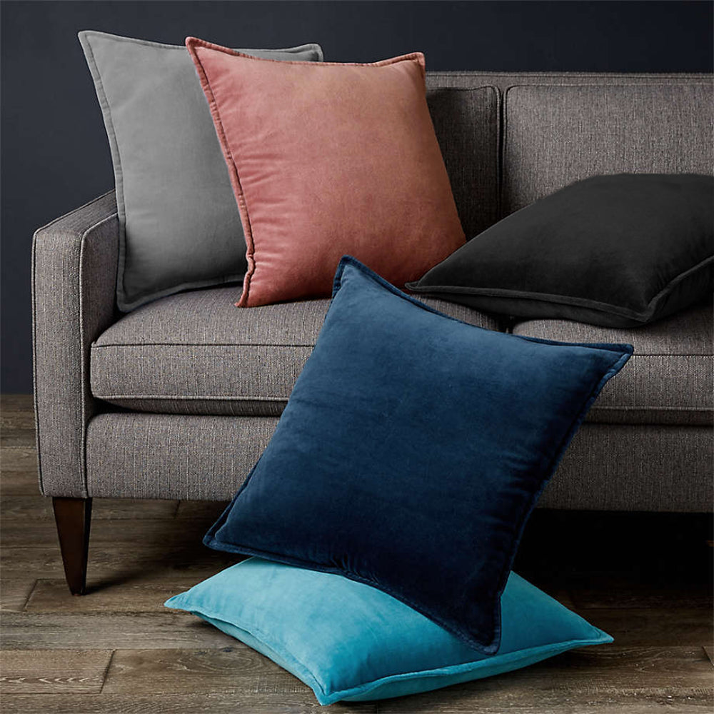 Fancy & Stacy Dark Grey Velvet Throw Pillow