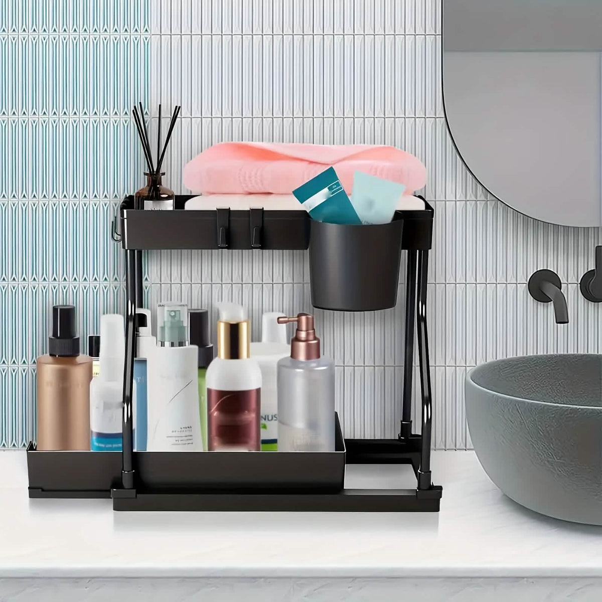 Under Sink Organizer with Sliding Shelves