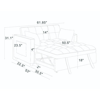 Sienna Tufted Convertible Sleeper Sofa with Chaise