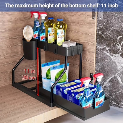 Under Sink Organizer with Sliding Shelves