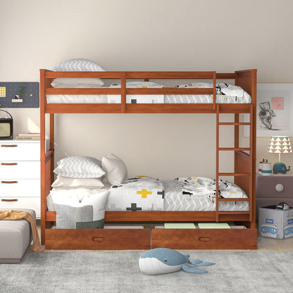 Bunk Bed With Ladders & 2 Storage Drawers