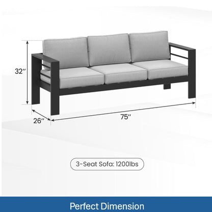 3-Seat All-Weather Patio Sofa with Cushions