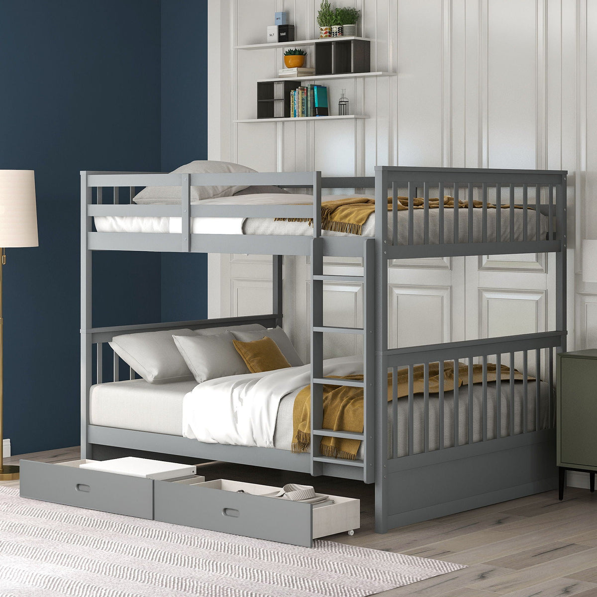 Bunk Bed With Ladders & 2 Storage Drawers