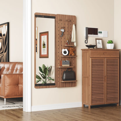 Wall Mounted Full Length Mirror with Shelf