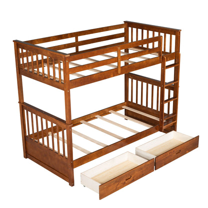 Bunk Bed With Ladders & 2 Storage Drawers