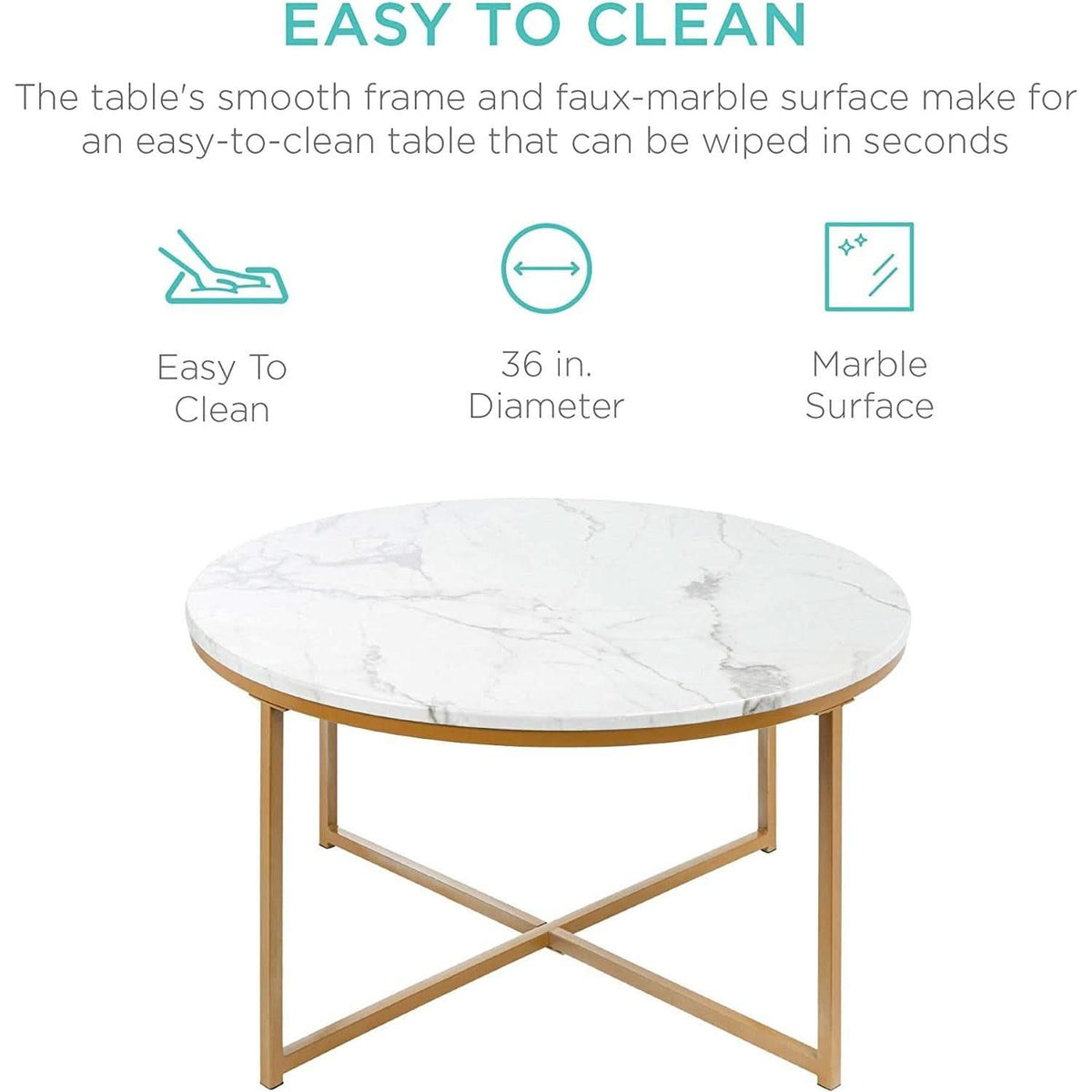 Round Faux Marble Coffee Table