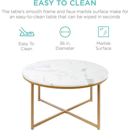 Round Faux Marble Coffee Table