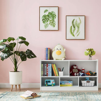 Wooden Toy Organizer and Bookshelf with 5 Storage Sections