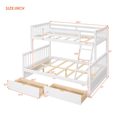 Bunk Bed With Ladders & 2 Storage Drawers