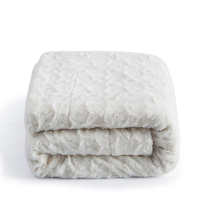 White Roses Faux Fur Sherpa Throw Blanket