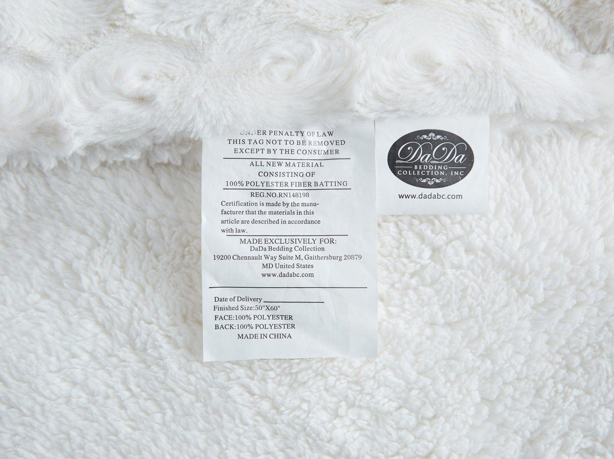 White Roses Faux Fur Sherpa Throw Blanket