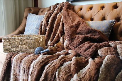 Tache Golden Brown Faux Fur Sherpa Throw Blanket