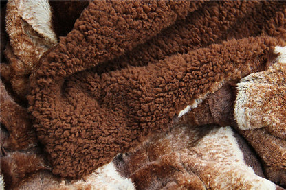 Tache Golden Brown Faux Fur Sherpa Throw Blanket