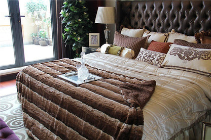 Tache Golden Brown Faux Fur Sherpa Throw Blanket