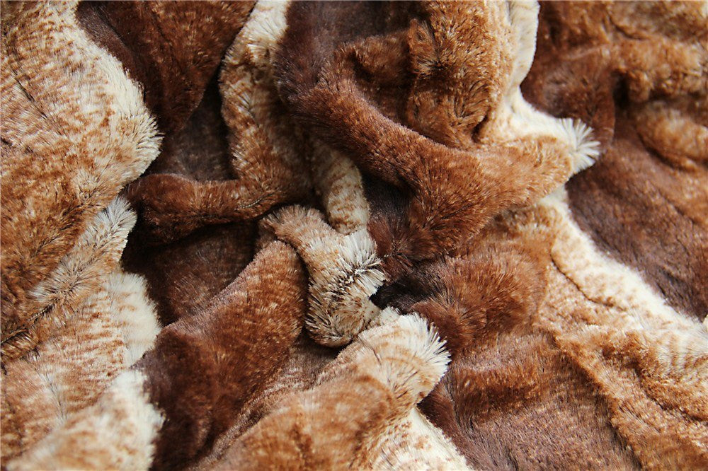 Tache Golden Brown Faux Fur Sherpa Throw Blanket
