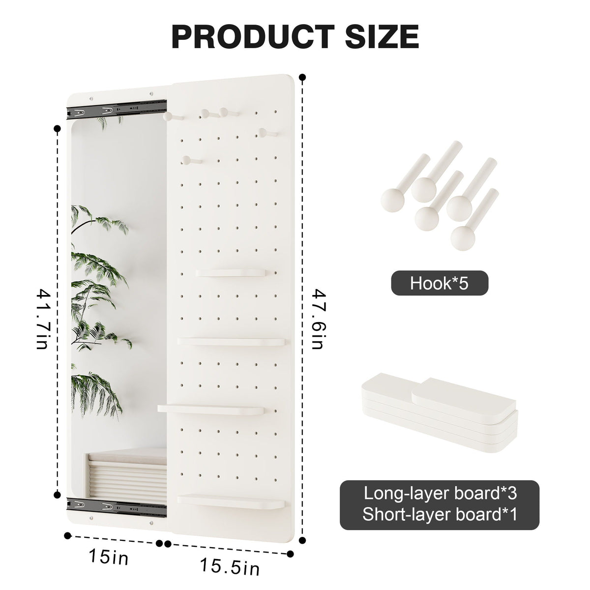 Wall Mounted Full Length Mirror with Shelf
